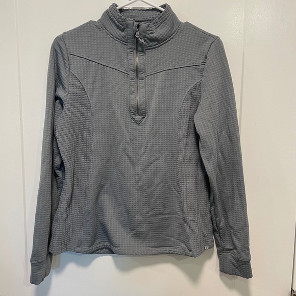 the american outdoorsman Tops - The American Outdoorsman Women Gray Grid Fleece Quarter Zip Pullover Jacket Med
